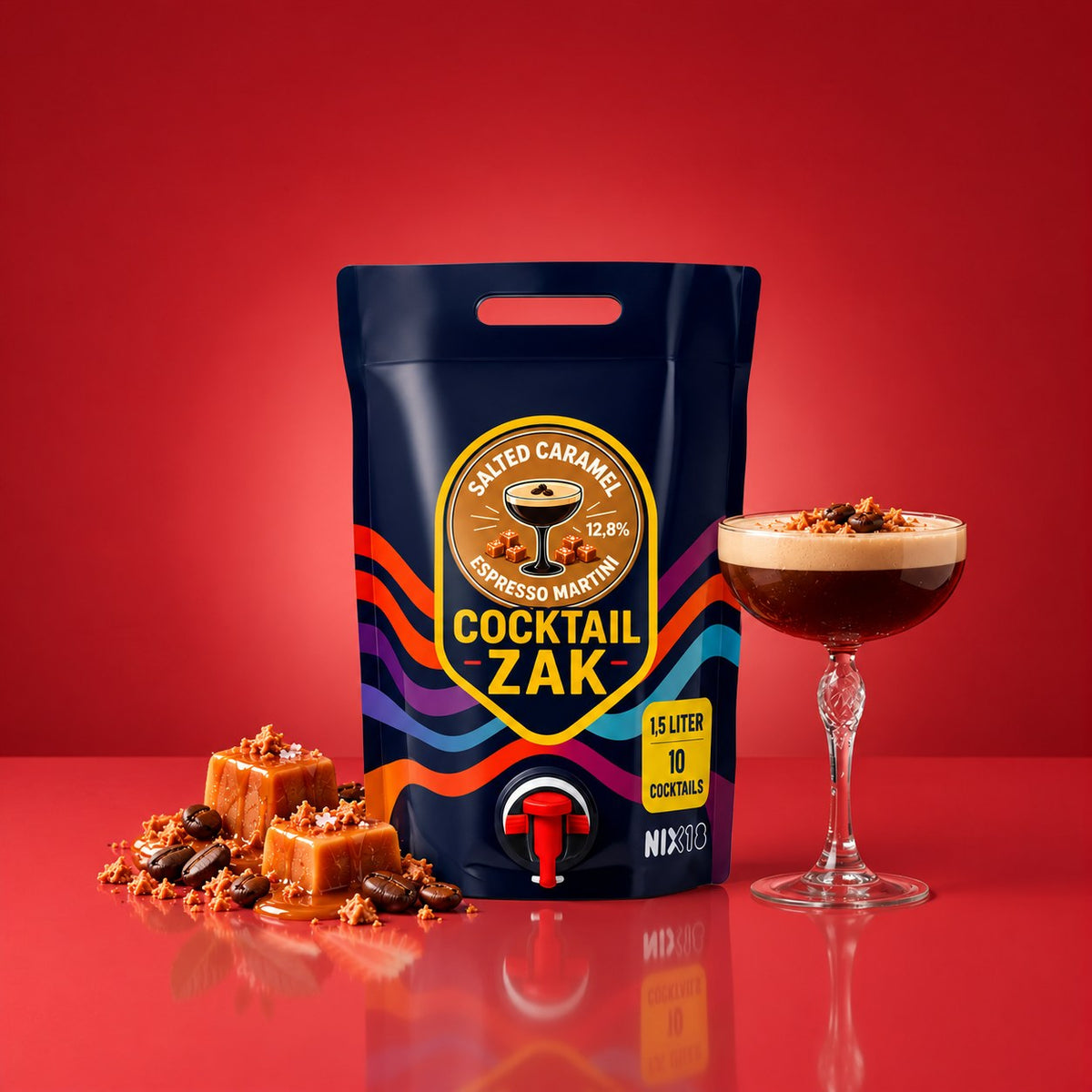 Espresso Martini Salted Caramel Cocktail Zak 1,5 liter 10 cocktails